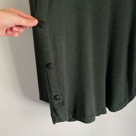 Magnolia Grace Women's Tunic Sweater L Green Cowl Neck Button Side Long Sleeve - Picture 5 of 9